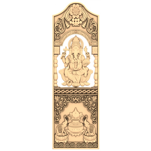 Ganesha Blessing Panel 3D STL Model for CNC and 3D Printing