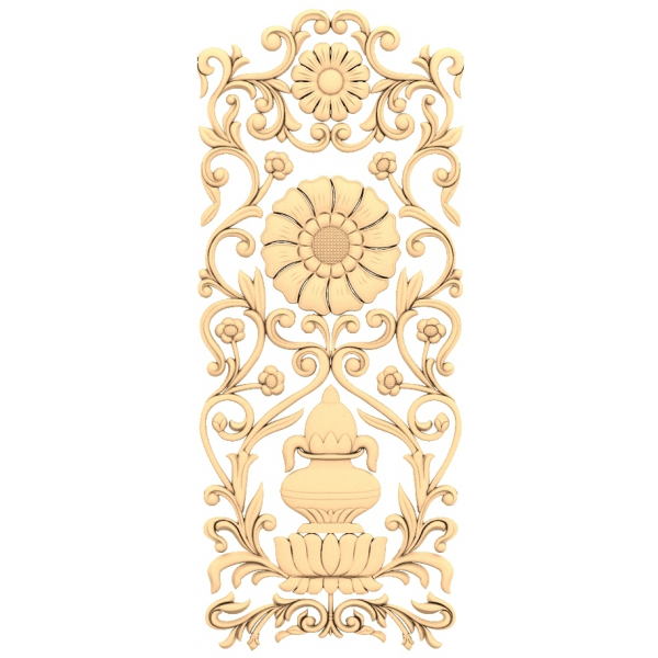 Modelo 3D de armonía floral ornamentada para CNC