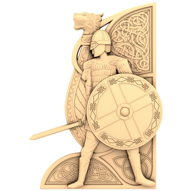 Model 3D Viking Warrior Relief pentru CNC