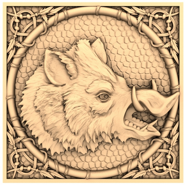 Majestic Boar Relief 3D STL Model for CNC Router Majestic Boar Relief 3D STL Model for CNC Router