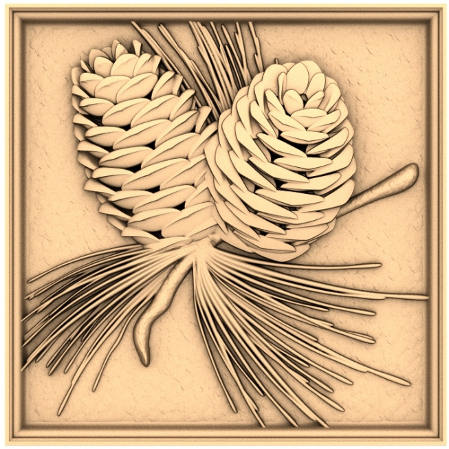 Pine Cones Elegance 3D STL Model for CNC