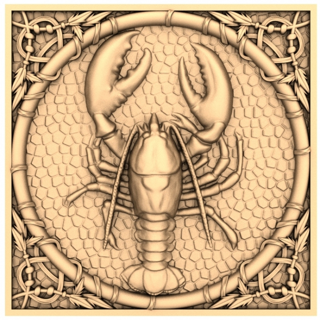 Crustacean Elegance 3D STL Model kwa CNC na 3D Printing