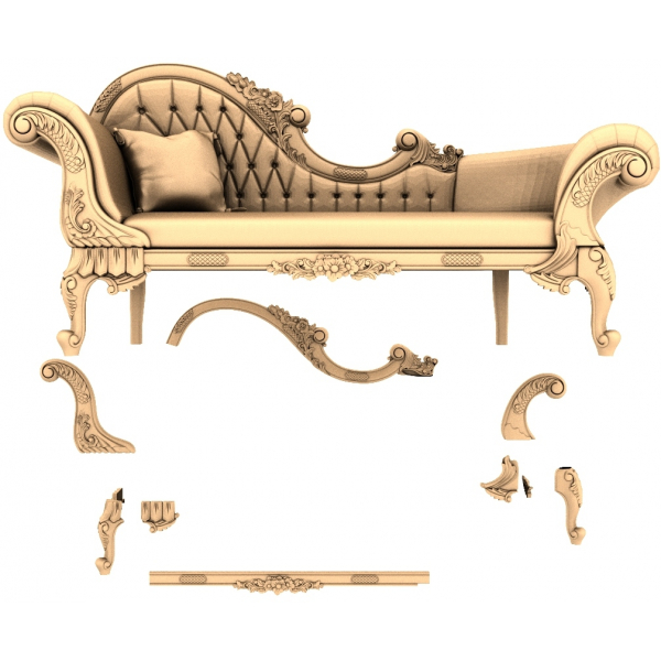 Sofa Imperial Elegance Model 3D untuk CNC