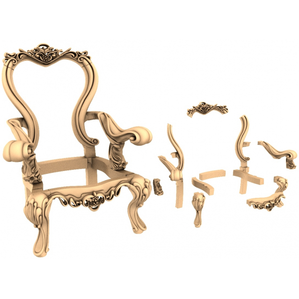 Baroque Elegance Chair 3D STL Model for CNC Baroque Elegance Chair 3D STL Model for CNC