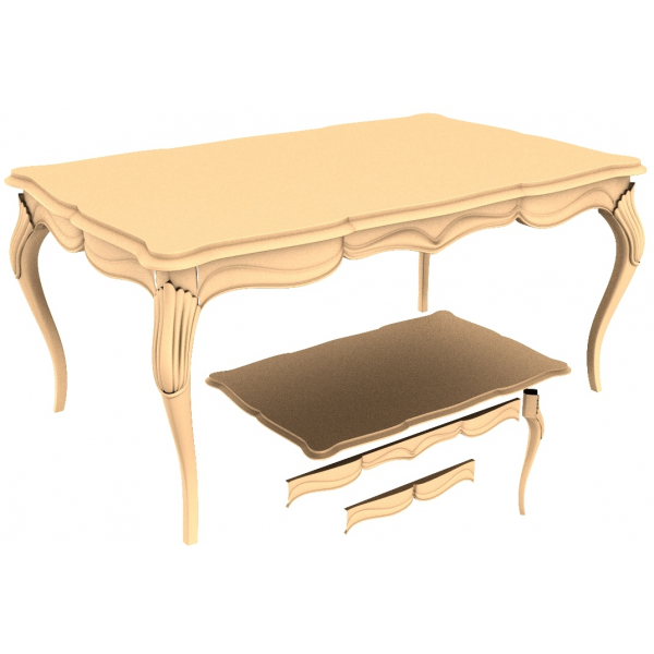 Modelo 3D de mesa con curvatura elegante