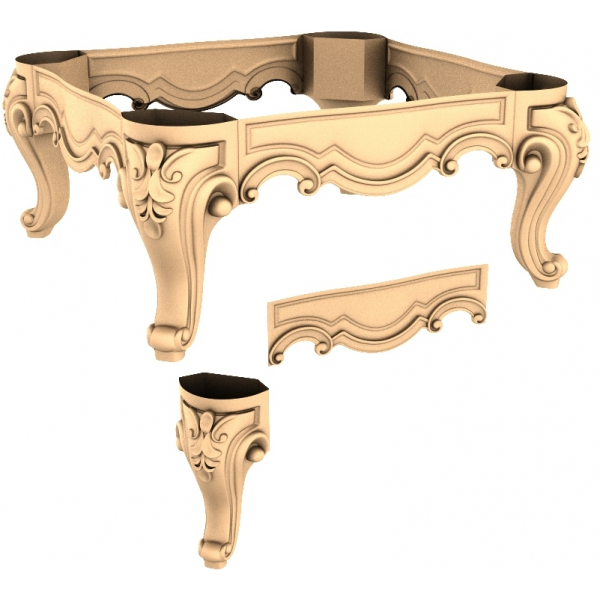 Okvir mize Baroque Elegance - 3D STL model za CNC