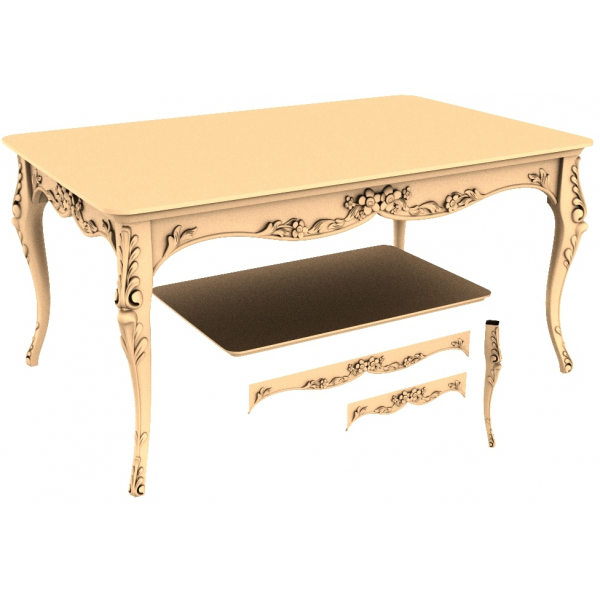 Elegant Floral Table 3D STL Model for CNC