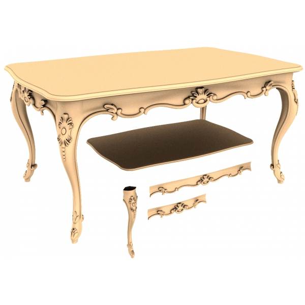 Baroque Elegance Table 3D STL Model for CNC