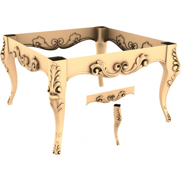 Baroque Elegance Table Frame 3D STL Model