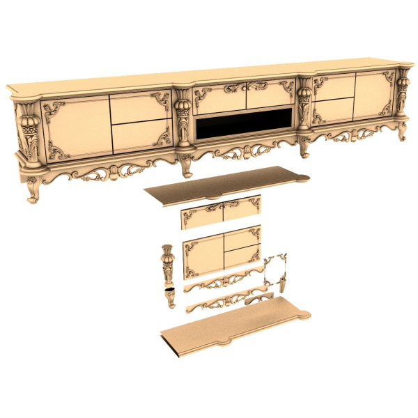 Baroque Elegance Sideboard 3D Model for CNC