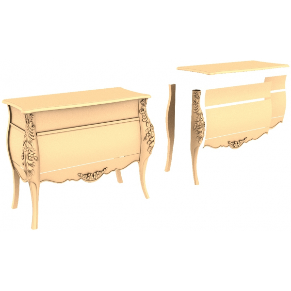 Classic Floral Dressing Table 3D STL Model