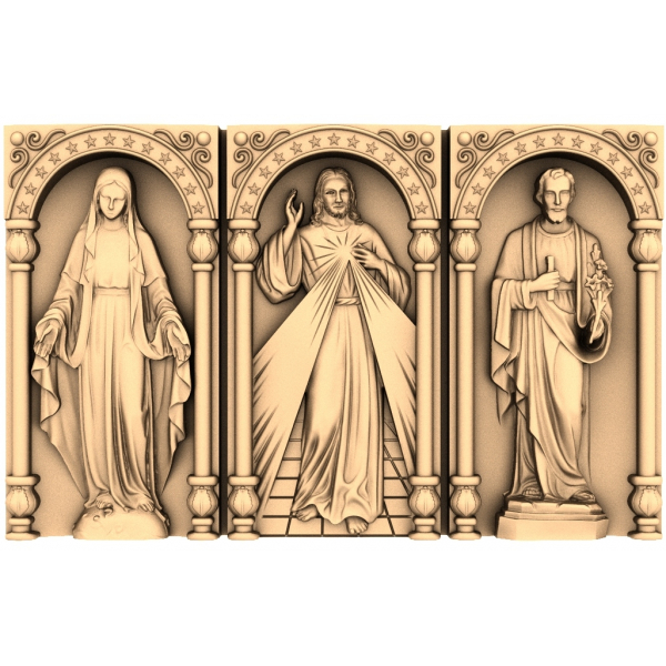 Triptych Divine Serenity 3D model pre CNC