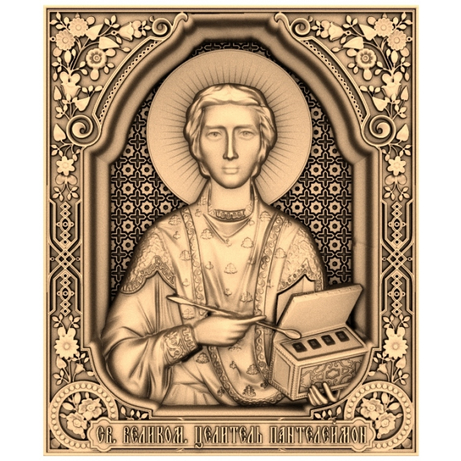 Saint Pantaleon Icon 3D STL model pre CNC routery