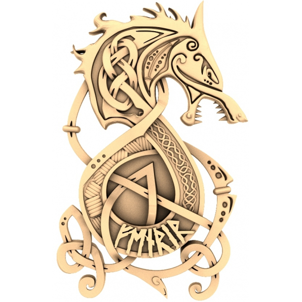 Viking Dragon Emblem - 3D STL Model for CNC