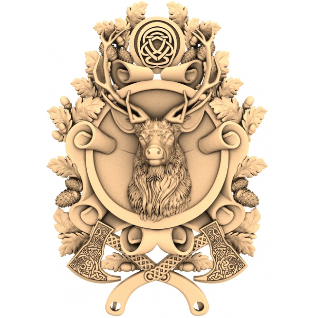 CNC üçün Majestic Stag Crest 3D STL Modeli