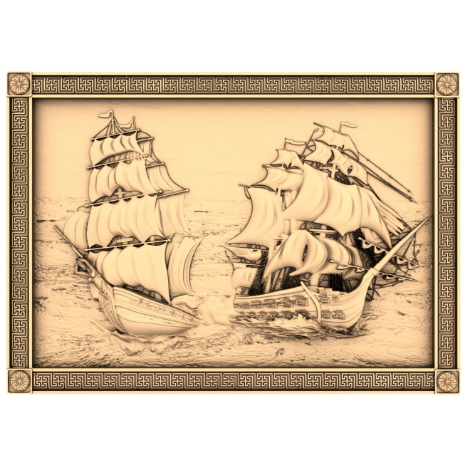 Naval Clash 3D-reliëfmodel voor CNC