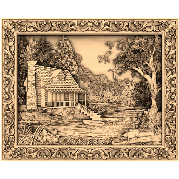 Rustik Riverside Retreat 3D-model til CNC Rustik Riverside Retreat 3D-model til CNC