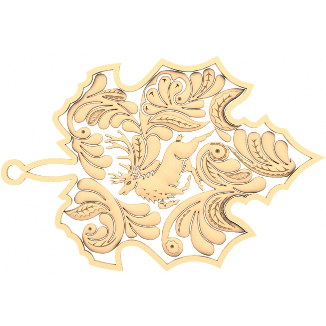 Majestic Stag Leaf Relief - דגם STL 3D