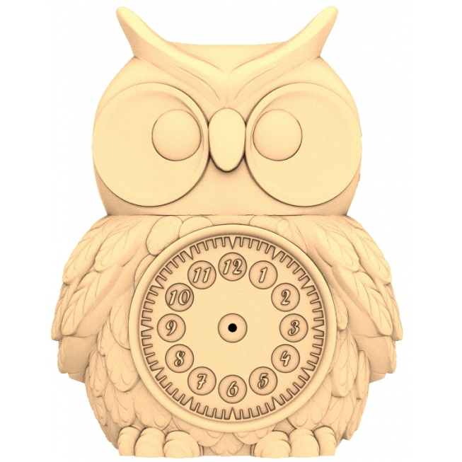 3D STL Model of Wise Owl Clock for CNC Router