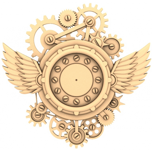 Steampunk Wings Gear Emblem 3D STL Model til CNC Steampunk Wings Gear Emblem 3D STL Model til CNC