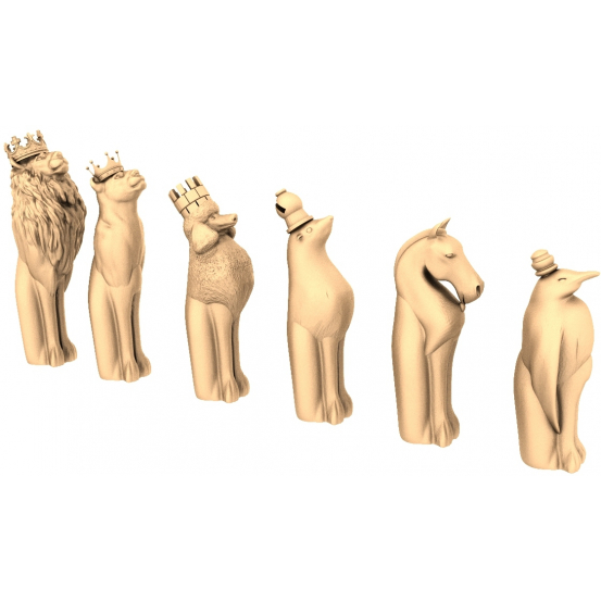 Majestic Animal Chess Set 3D STL modely pro CNC