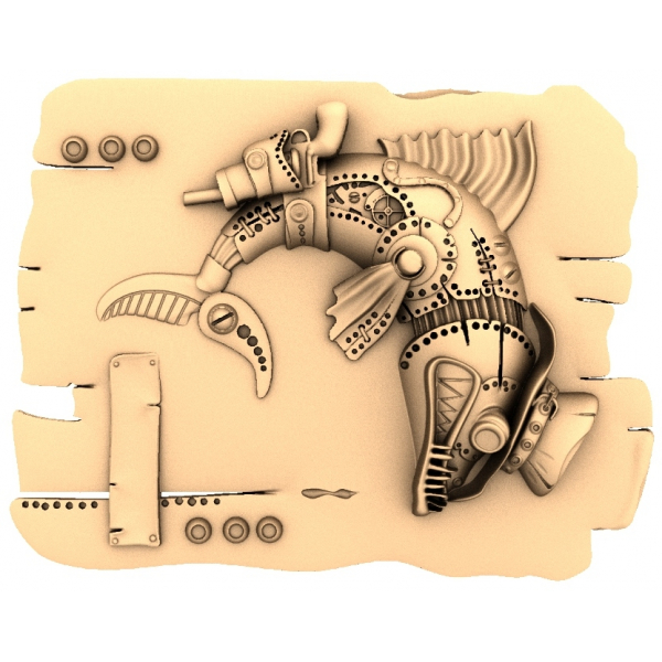 Modello 3D di rilievo meccanico di pesce per CNC e stampa 3D Modello 3D di rilievo meccanico di pesce per CNC e stampa 3D