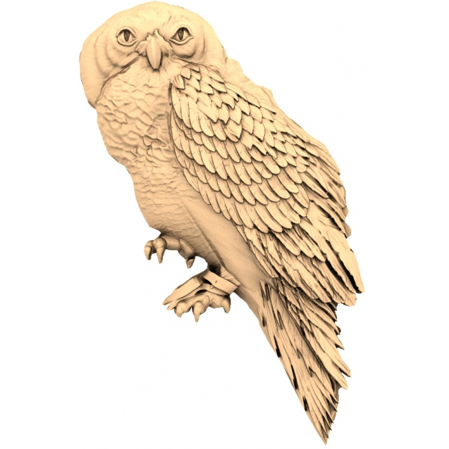 Intricate Snow Owl 3D STL Model for CNC and 3D Printing