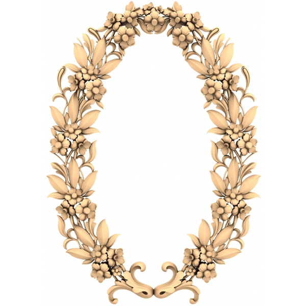 Floral Elegance Oval Frame STL Model for CNC