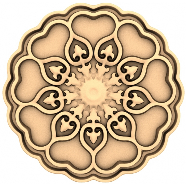 Rozeta Heart and Flourish 3D Model STL dla CNC Rozeta Heart and Flourish 3D Model STL dla CNC