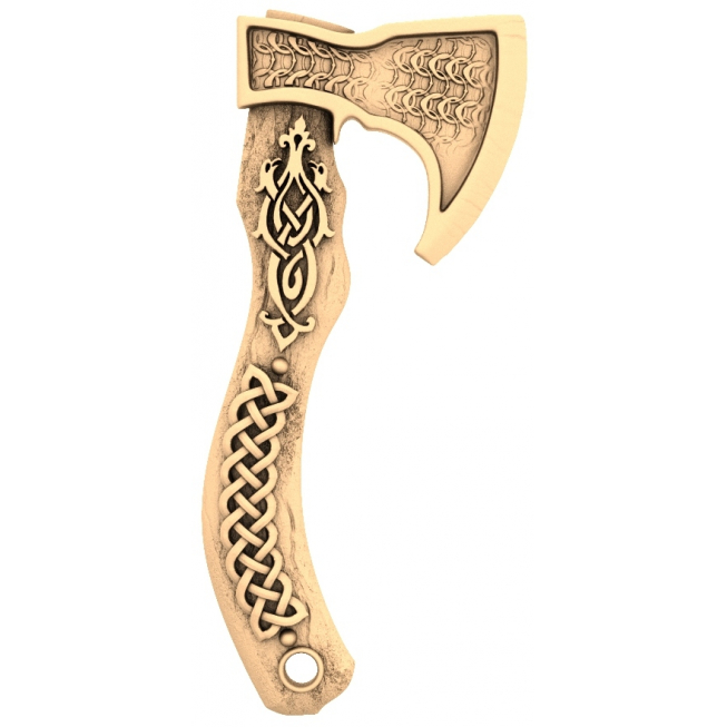 Nordic Battle Axe Handle 3D STL Model for CNC and 3D Printing