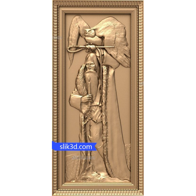 Bas-relief "old man and the owl" | 3D STL model for CNC