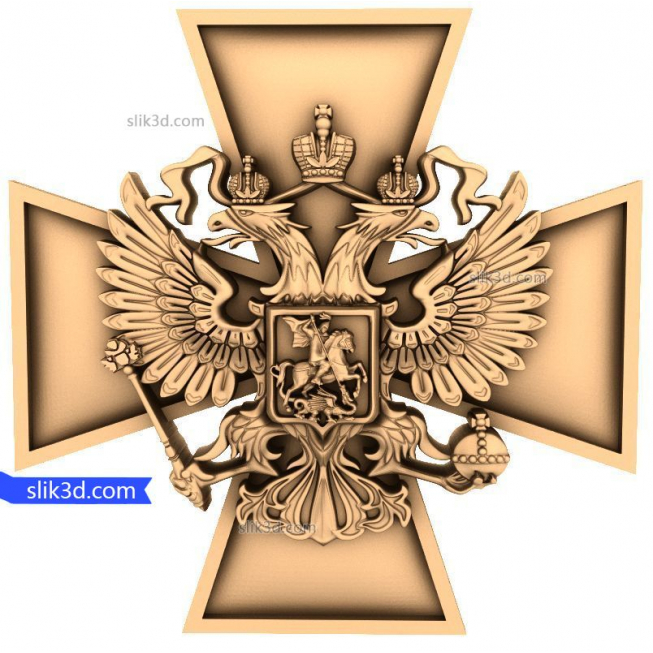 Bas-relief "cross of St. George with an eagle" | STL - 3D model for CNC