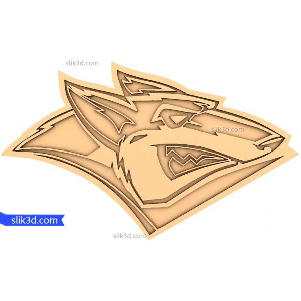 Fierce Wolf Emblem 3D STL Model for CNC