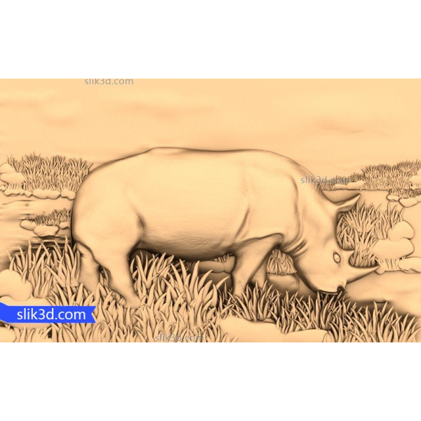 CNC용 Majestic Rhino Relief 3D STL 모델 CNC용 Majestic Rhino Relief 3D STL 모델