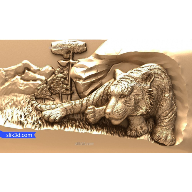 Bas-relief "Tiger #4" | STL - 3D model for CNC