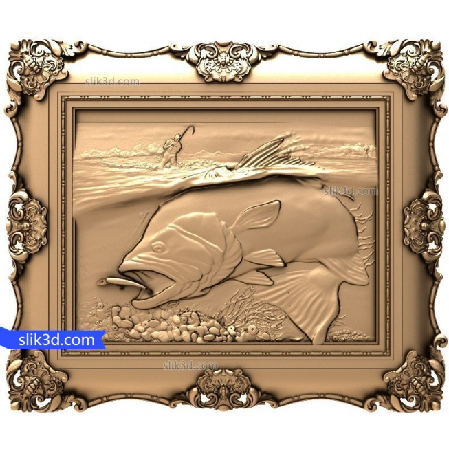 Bas-relief "On a fishing trip #2" | STL - 3D model for CNC