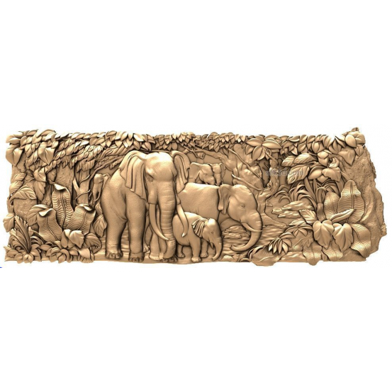 Bas-relief "Elephants" | STL - 3D model for CNC