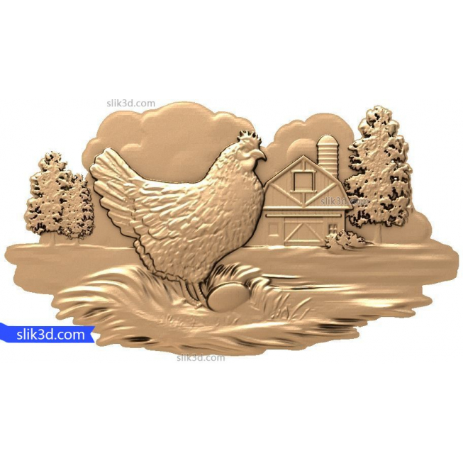 Bas-relief "chicken" | STL - 3D model for CNC