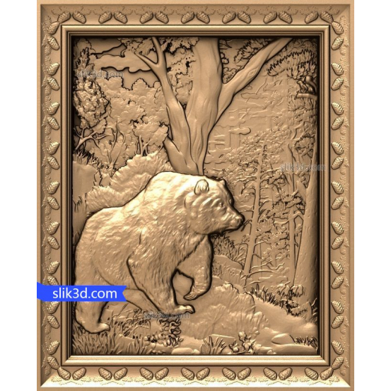 Bas-relief "Bear in woods" | STL - 3D model for CNC