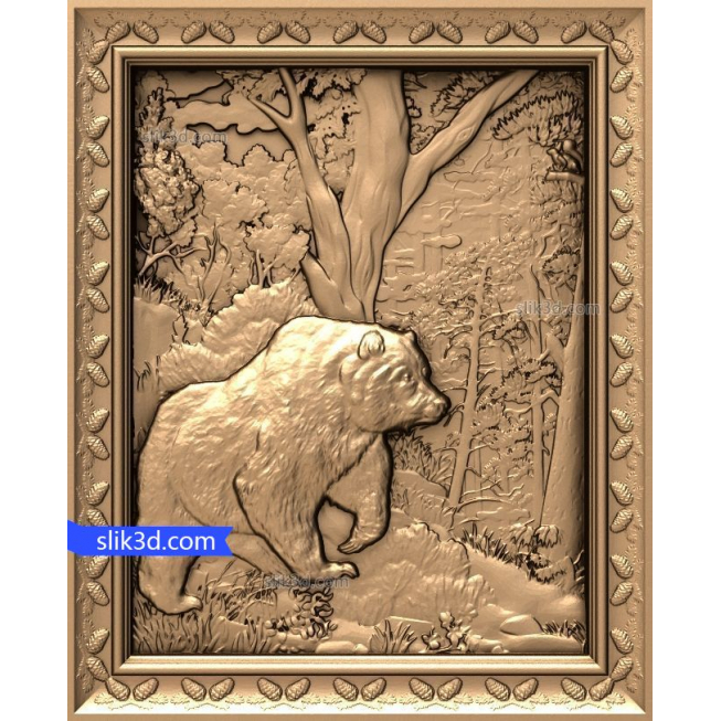 Bas-relief "Bear in woods" | STL - 3D model for CNC