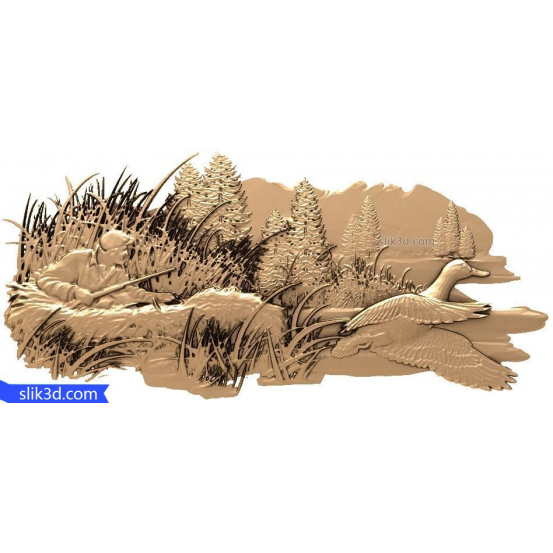 Bas-relief "In the swamp" | STL - 3D model for CNC