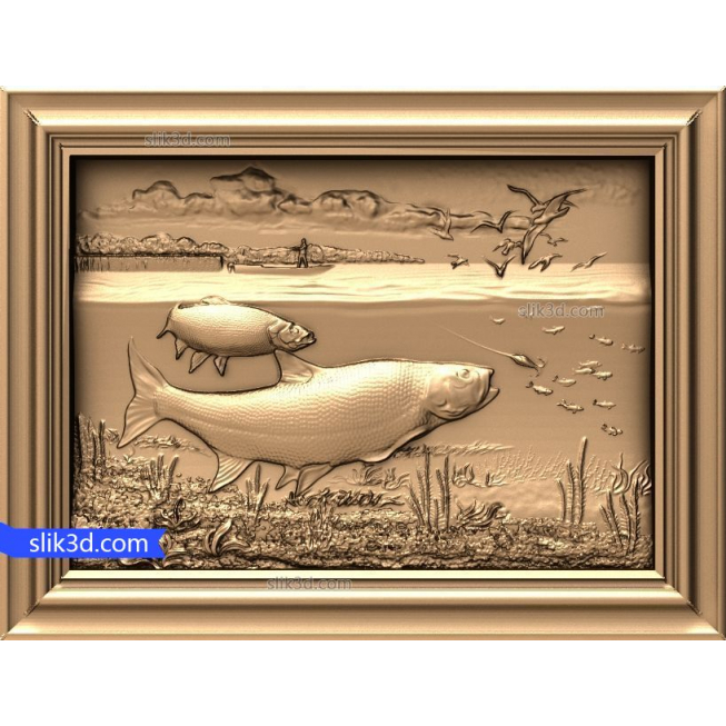 Bas-relief "fishing" | STL - 3D model for CNC