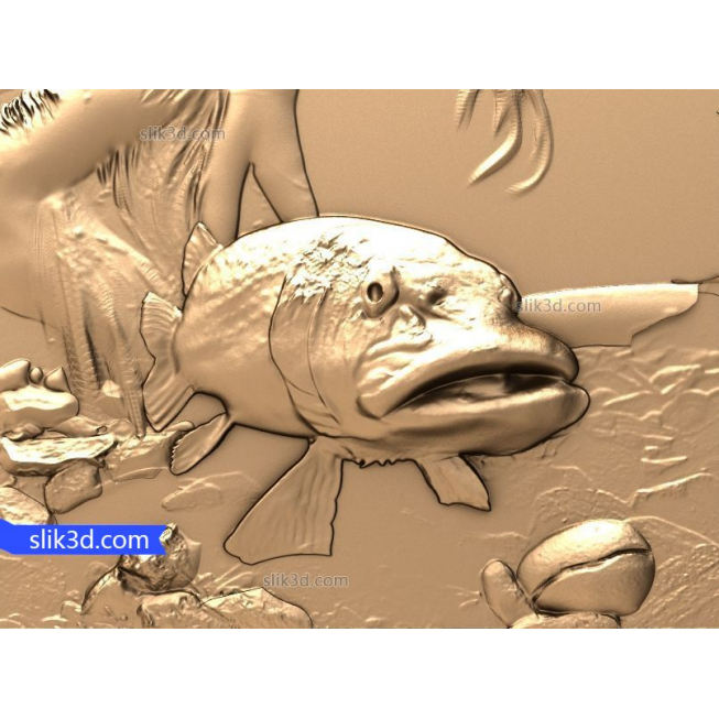 Bas-relief "Pike" | STL - 3D model for CNC