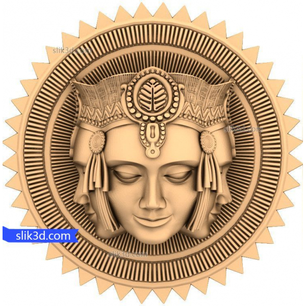 Sun Goddess Medallion 3D STL Model for CNC Sun Goddess Medallion 3D STL Model for CNC