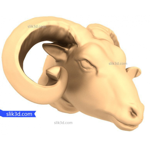 Modello STL 3D della testa di ariete maestosa per CNC
