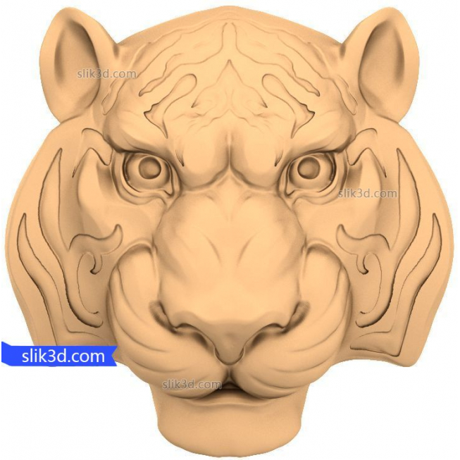 Character "tiger Head" | STL - 3D model for CNC