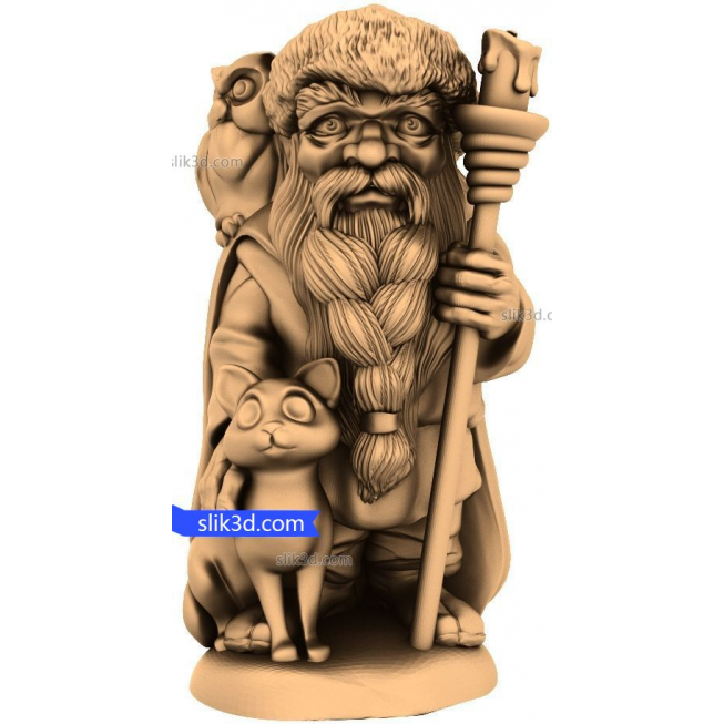 Character "Santa, an owl and a cat (4 axis)" | STL - 3D model for CNC