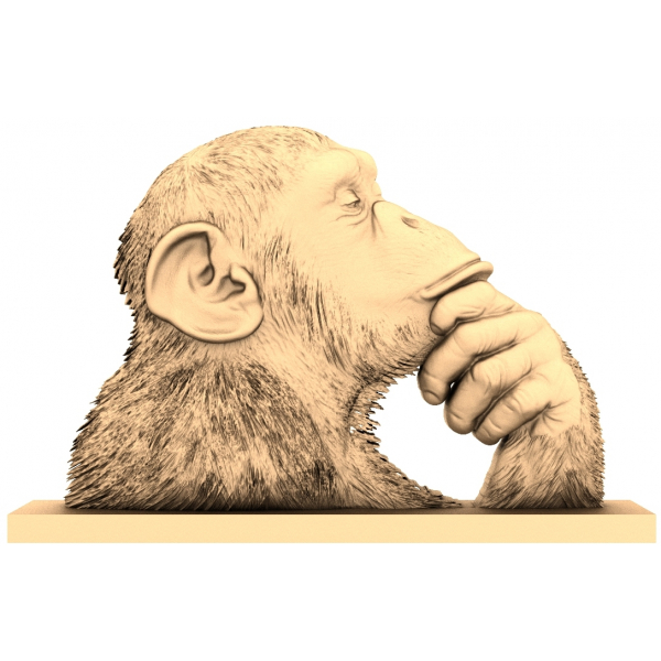 Contemplative Ape 3D STL Model for CNC Contemplative Ape 3D STL Model for CNC