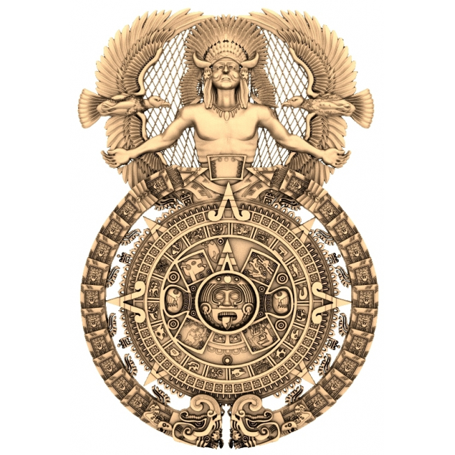 Aztec Calendar Guardian 3D Model STL dla CNC