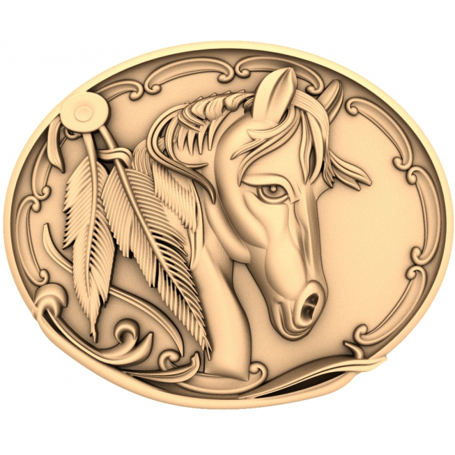 Majestic Equine Emblem 3D STL model pro CNC